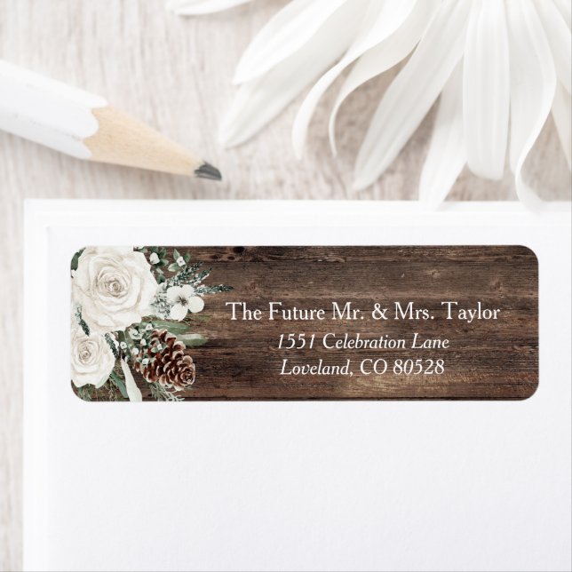 Winter Pine Rustic Wedding Return Address (Insitu)
