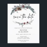 Winter Pine Save the Date<br><div class="desc">This wedding invitation features a handwritten font and modern minimalist design. Easily change the colours and edit *most* wording to meet the needs of your occasion. This invite is perfect for your contemporary,  industrial,  or bohemian wedding celebration.</div>