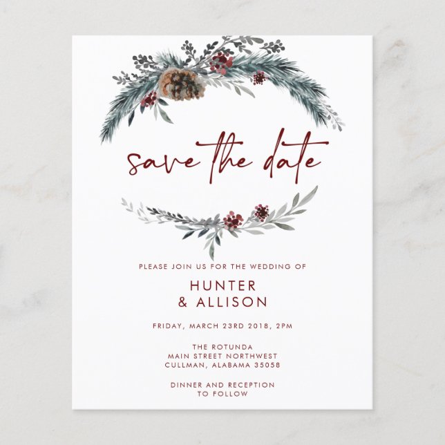 Winter Pine Save the Date (Front)