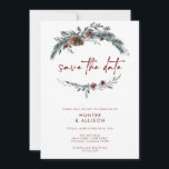 Winter Pine Save the Date Invitation<br><div class="desc">This wedding invitation features a handwritten font and modern minimalist design. Easily change the colours and edit *most* wording to meet the needs of your occasion. This invite is perfect for your contemporary,  industrial,  or bohemian wedding celebration.</div>