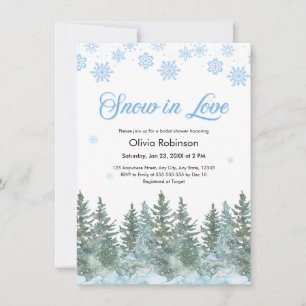 Winter Pine Snow in Love Snowflakes Bridal Shower Invitation