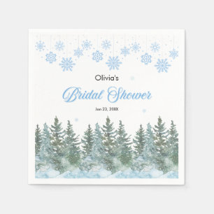 Winter Pine Snow in Love Snowflakes Bridal Shower Napkin