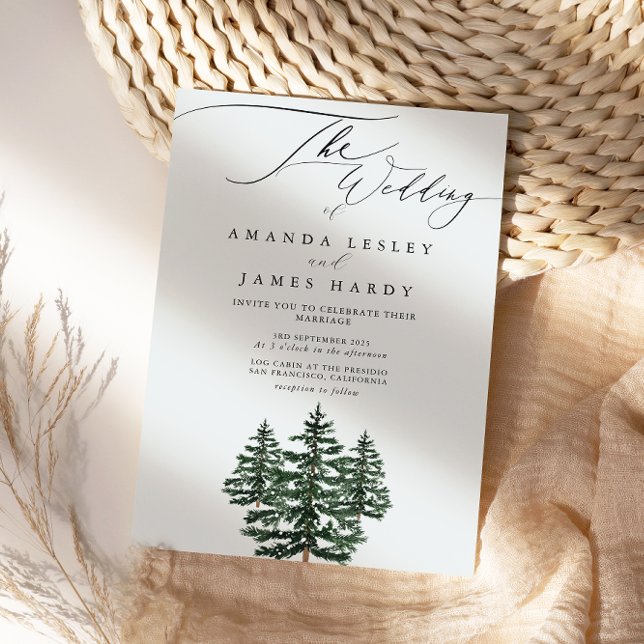Winter Pine Snow Wedding Party Invitation (Creator Uploaded)