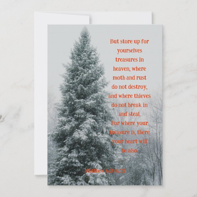 Winter Pine Treasures in Heaven Encouragement Invitation (Front)