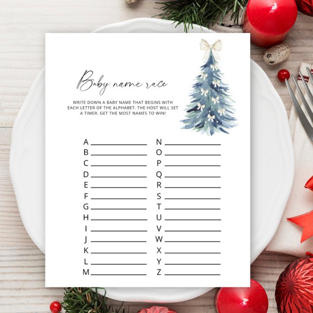 Winter pine tree Baby name race game (Creator Uploaded)