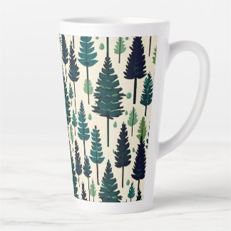 Winter Pine Tree design Christmas snow #4 Latte Mug