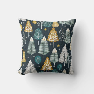 Winter Pine Tree design Christmas snow Cushion