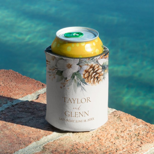 Winter Pine Tree Flower Floral Garden Wedding Can Cooler (In Situ Pool)