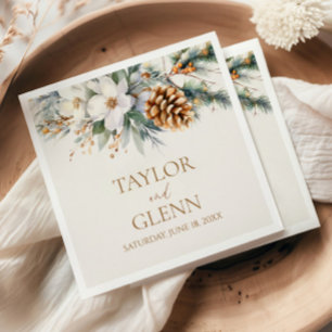 Winter Pine Tree Flower Floral Garden Wedding Napkin