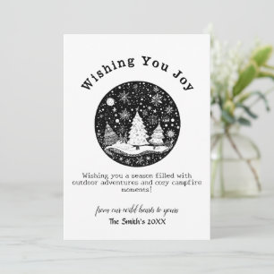 Winter Pine Tree Forest Christmas Holiday Black Card