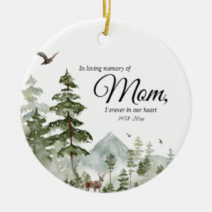 Winter Pine Tree Forest In Loving Memory of Mom Ceramic Tree Decoration