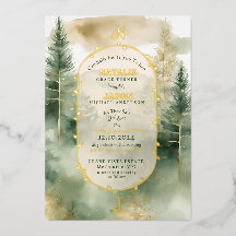 Winter Pine Tree Forest Monogram Wedding