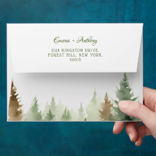Winter Pine Tree Forest Woodland Wedding  Envelope