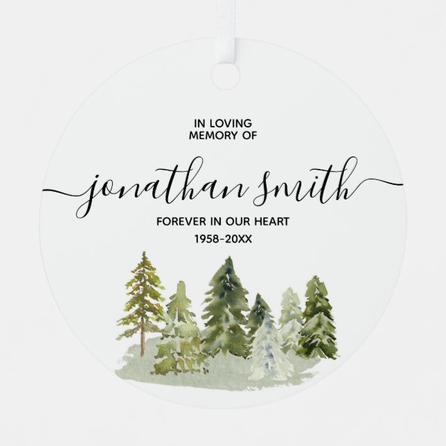 Winter Pine Tree Loving Memorial Christmas Metal Tree Decoration (Front)