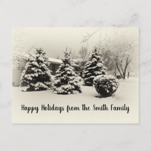 Winter Pine Tree Mid-century Christmas Landscape Postcard