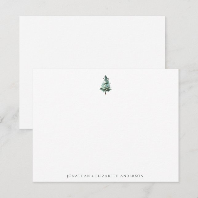 Winter Pine Tree Minimalist Note Card (Front/Back)