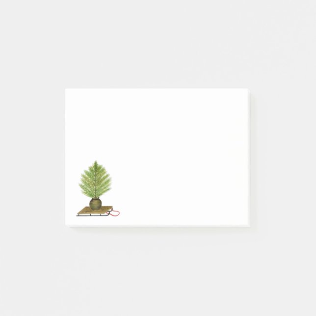 Winter Pine Tree on Sled Post-it Notes (Front)