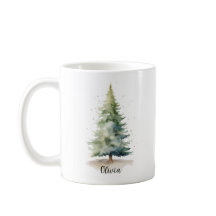 Winter Pine Tree Personalised Christmas Coffee Mug