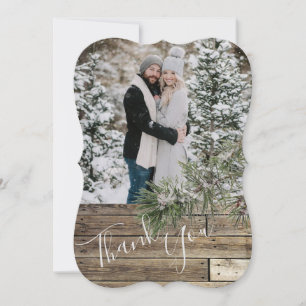 Winter Pine Tree & Pine Cones Wedding Thank You Card