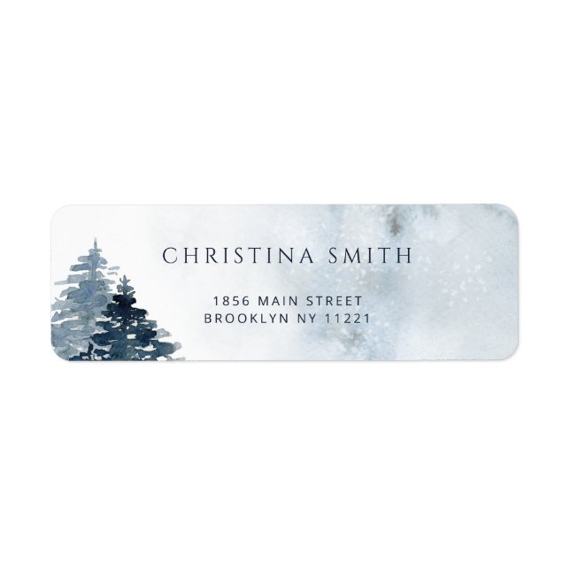 Winter pine tree return address label (Front)