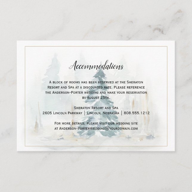 Winter Pine Tree Wedding Enclosure Cards (Front)