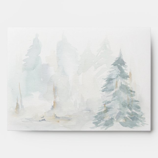 Winter Pine Trees Buffalo Plaid Envelope (Front)