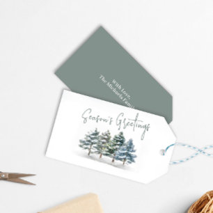 Winter Pine Trees Christmas Custom Gift Tags