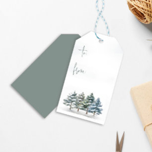 Winter Pine Trees Christmas To From Gift Tags