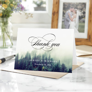 Winter Pine Trees Forest Script Thank You