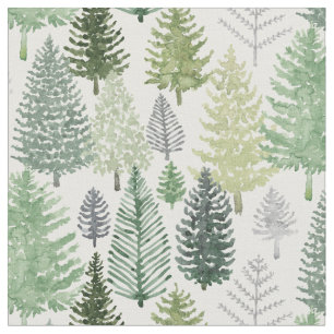 Winter Pine Trees Holiday  Fabric