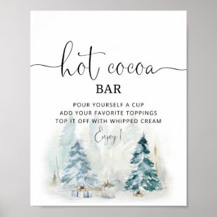Winter pine trees How Cocoa Bar Poster