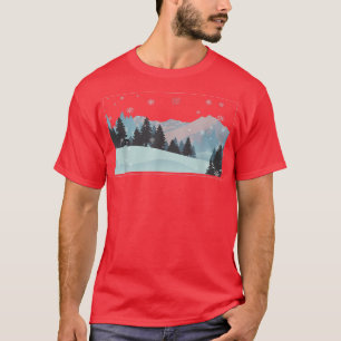 Winter Pine Trees In A Snowstorm Winter Season Sno T-Shirt