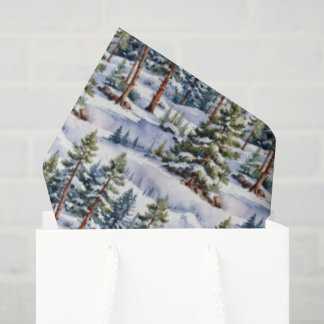 Winter Pine Trees in Watercolor  Tissue Paper