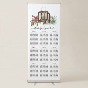 Winter Pine Trees Lantern Wedding Seating Chart Retractable Banner