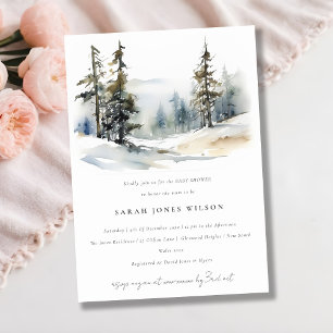 Winter Pine Trees Snow Landscape Baby Shower Invitation