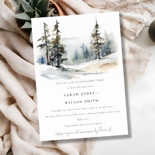 Winter Pine Trees Snow Landscape Engagement Invitation