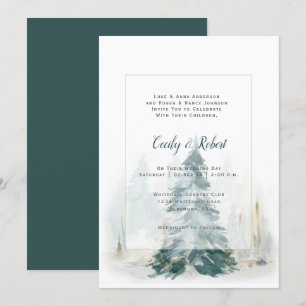Winter Pine Trees Snow Landscape Rustic Wedding Invitation