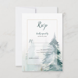 Winter Pine Trees Snow Landscape Wedding RSVP Card