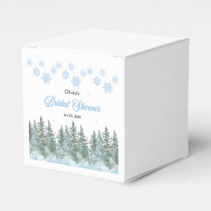 Winter Pine Trees Snowflakes Bridal Shower  Favour Box