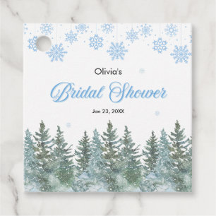Winter Pine Trees Snowflakes Bridal Shower Favour Tags
