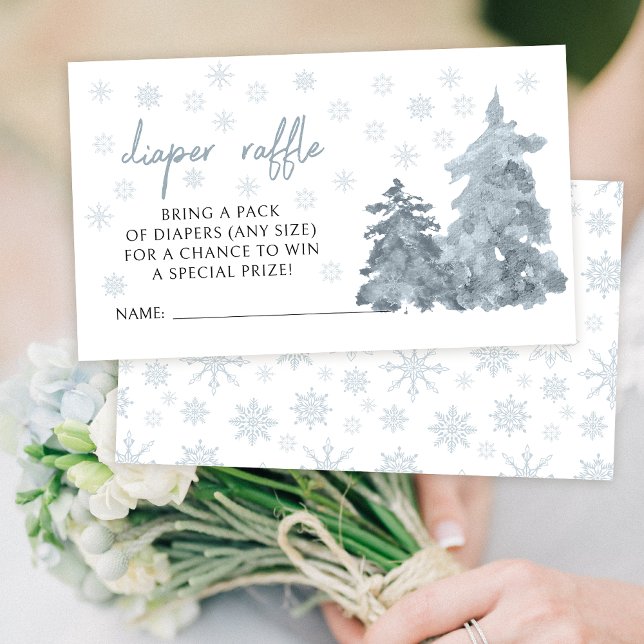 Winter pine trees snowflakes diaper raffle cards (Creator Uploaded)
