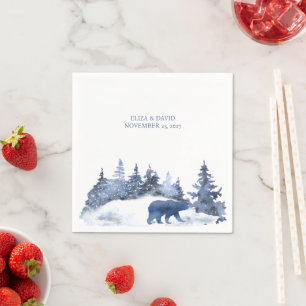 Winter Pine Trees Watercolor Napkin