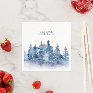 Winter Pine Trees Watercolor Napkins