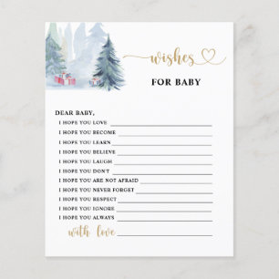 Winter pine trees Wishes for baby card