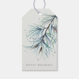 Winter Pine Watercolor Holiday Gift Tags