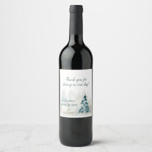 Winter Pine Wedding Wine Label