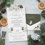Winter Pine Wedding with RSVP All In One Invitation<br><div class="desc">Celebrate your special day with our Winter Pine Wedding with RSVP All-in-One Invitation, designed for couples who love timeless elegance and natural beauty. This invitation features elegant white florals and winter pines, beautifully accented with delicate pine cones to capture the charm of a winter wonderland. The convenient all-in-one design with...</div>