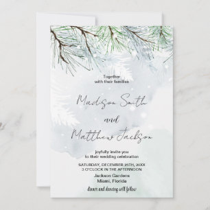 Winter Pine White Snow Wedding Invitations