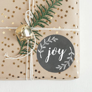 Winter Pine Wreath Christmas Joy Classic Round Sticker