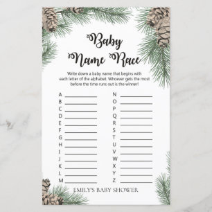 Winter Pinecone Baby Shower Game PRINTED